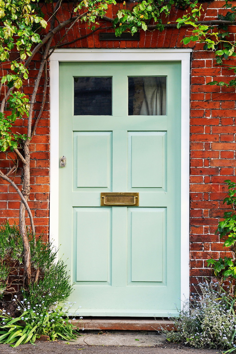 light green front door