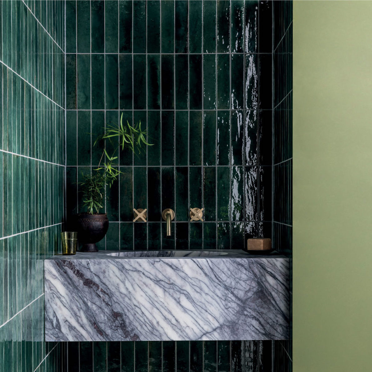 glazed green bathroom tiles interior trends 2022