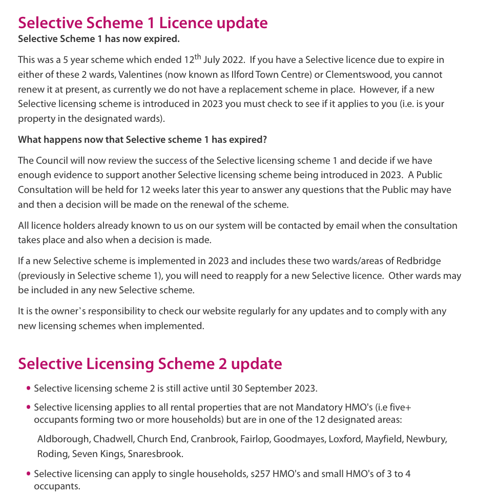 redbridge selective licence